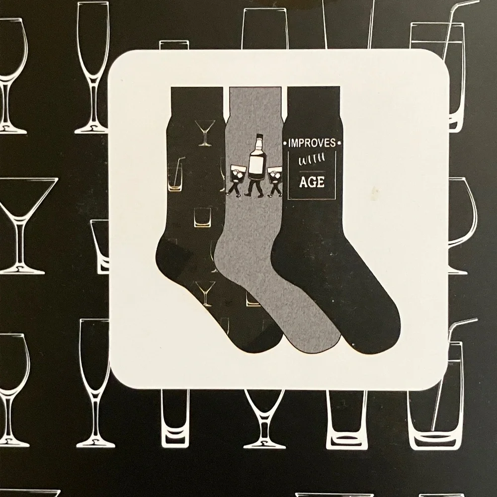 Whiskey Novelty Mens Crew Socks 3 Pack NEW Dad Gift